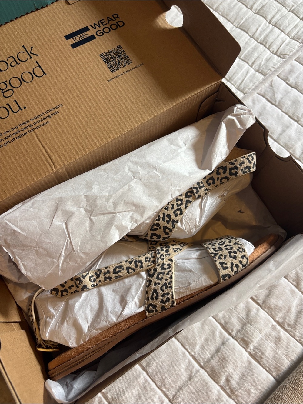 TOMS Leopard Print Women’s Sandals - Beige and Black